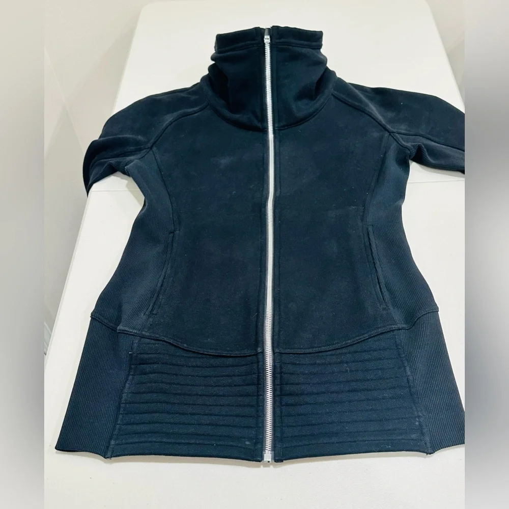 Lululemon Radiant Jacket II Emerald Black Women’s Size 6 Cotton Fleece Full‎ Zip - Picture 7 of 8
